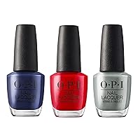 Bundle of OPI Nail Lacquer, Isn't it Grand Avenue + OPI Nail Lacquer, Big Apple Red + OPI Nail Lacquer, Suzi Talks with Her Hands, New England, 0.5 fl oz