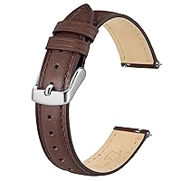 BISONSTRAP Elegant Leather Watch Straps, Quick Release, Watch Bands for Women and Men, 12mm, Dark Brown (Silver Buckle)