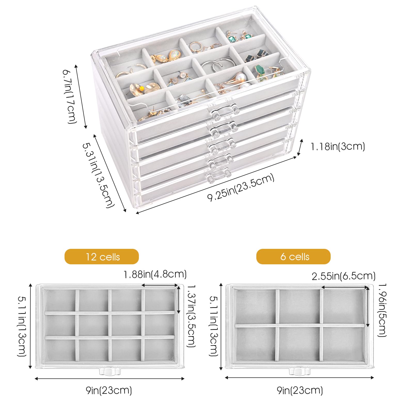 ProCase Earring Organizer Bundle with 20 Slots Lacquered Finish Watch Box