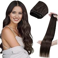 LaaVoo Sew in Weft Hair Extensions Human Hair 22 Inch Real Hair Extensions Sew in Dirty Brown Mix Light Brown Hand Tied Sew in Hair Extensions Natural for Women 100g