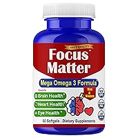 Focus Matter Memory and Brain Focus Supplements, Supports Brain, Joint, Heart, Eye, and Immune, Fish Oil Omega 3 Supplement for Focus, Memory, Clarity, Energy for Adults & Seniors- 60 Softgels