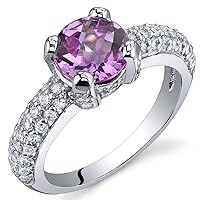 PEORA Created Pink Sapphire Cocktail Ring Sterling Silver 1.75 Carats Sizes 5 to 9