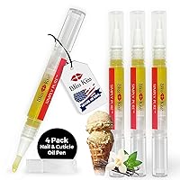 4 Vanilla Fragrance Nail Oil Cuticle Pens w/Vitamin E & Jojoba⏤Nail Strengthener Nail Growth Treatment for Brittle Peeling Breaking Thin Nails