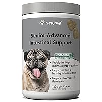NaturVet Senior Advanced Intestinal Support Dog Supplement – Supports Healthy Intestinal Tract Function, Proper Gut Flora – Includes Probiotics, Prebiotics, Enzymes – 120 Ct.