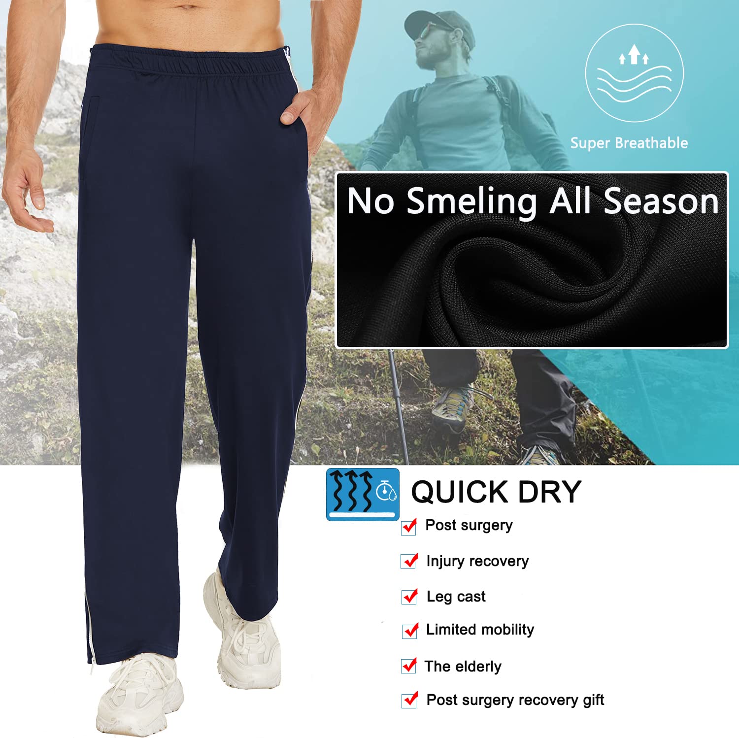 Men's Tear Away Basketball Pants Sweatpants High Split Snap Button Casual  Post-Surgery with Pockets 2023 - US $20.99