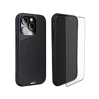 Mous Tempered Glass Screen Protector and iPhone 14 Pro Case Black Leather Limitless 5.0
