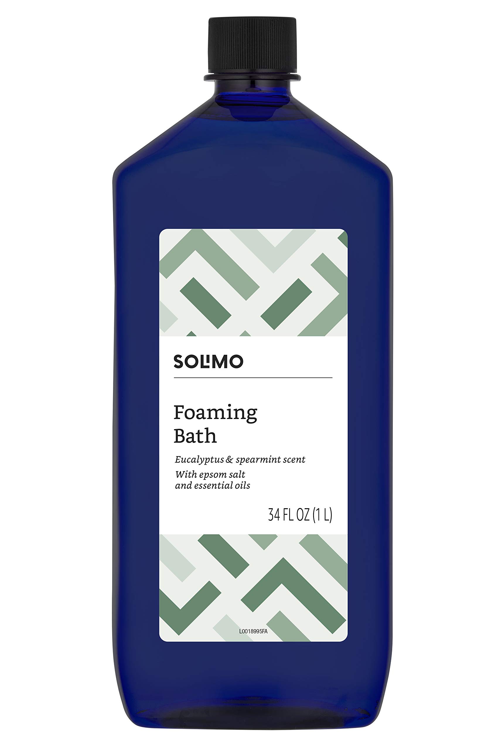 Amazon Brand - Solimo Eucalyptus & Spearmint Scented Foaming Bath with Essential Oils, 34 Fluid Ounce