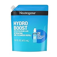 Hydro Boost Lightweight Hydrating Facial Cleansing Gel, Gentle Face Wash & Makeup Remover with Hyaluronic Acid, Hypoallergenic & Non Comedogenic, Refill Pouch, 16 fl. oz