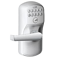 SCHLAGE Brushed Chrome FE595CS V PLY 626 ELA Plymouth Light Commercial Electronic Keypad Lock with Elan Lever(Satin Chrome)