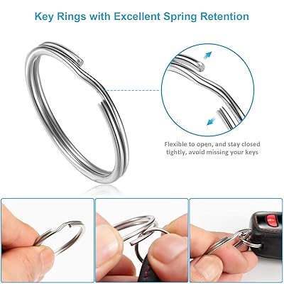 YHYZ Split Key Ring Circle Assorted, Round Keyring Durable 5 Sizes (1/2  inch, 3/4 inch,1 inch, 1.25 inch, 1.38 inch)