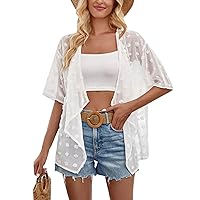 Women's Spring Tops 2024 Fashionable Casual Summer Solid Color Medium Puff Thin Cardigan Shirt Tops, S-XL