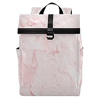 ALAZA Rose Gold Marble Large Laptop Backpack Purse for Women Men Waterproof Anti Theft Roll Top Backpack, 13-17.3 inch
