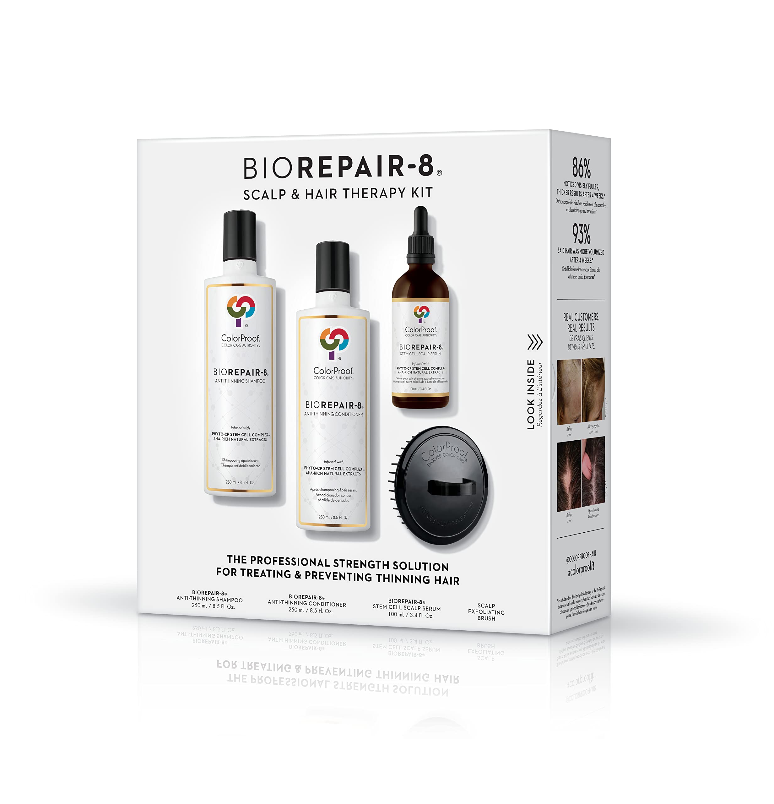 ColorProof BioRepair-8 Anti-Aging Scalp & Hair Therapy Retail Kit, for Hair Loss: Anti-Thinning RegiMen for Men and Women, Natural, Drug-Free, Hair Loss Prevention Treatment