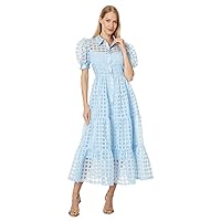 English Factory Women's Gridded Organza Tiered Maxi Dress