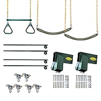 Eastern Jungle Gym DIY Swing Set Hardware Kit with Easy 1-2-3 A-Frame Brackets, Swing Seats, Ring Trapeze Bar and All Assembly Hardware and Instructions - Wood Not Included