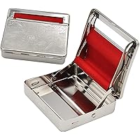 Cigarette Roller Machine Automatic Box, Polished Silver Tobacco Rolling Machines, Roll Your Own Cigarette Tobacco Boxes for Rolling Papers and Filter Tips, Tobacco Tin and Rollie Tins