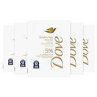 Dove Fragrance Free Beauty Bar Soothing Relief 5 Bars Moisturizes eczema-prone skin 5% nourishing serum with colloidal oatmeal 3.75oz