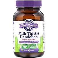 Oregon's Wild Harvest Milk Thistle Dandelion - Extract Standardized to 80% Silymarins (90 Capsules)