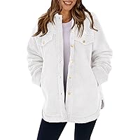 KIRUNDO Women's Fall Winter Button Down Shirts Sherpa Jacket Warm Suede Patchwork Long Sleeve Faux Fur Shacket Outwear