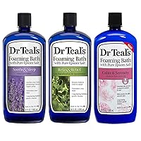 Dr Teal's Foaming Bath Variety Gift Set (3 Pack, 34oz ea) - Lavender, Eucalyptus, and Rose - Epsom Salt & Essential Oils for Stress Relief, Muscle Aches
