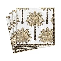 Caspari Grand Palms Paper Cocktail Napkins in Black - Two Packs of 20