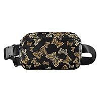 Butterflies Gold Belt Bag for Women Men Water Proof Small Fanny Pack with Adjustable Shoulder Tear Resistant Fashion Waist Packs for Walking