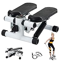 Mini Stepper for Exercise, Stair Steppers for Exercise at Home, Step Fitness Machine with Resistance Band and Calories Count, Black
