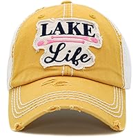 Vacation Beach Camping Womens Baseball Cap Distressed Vintage Unconstructed Embroidered Patch Hat