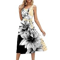 My Orders Dresses for Women 2024 Trendy Summer Beach Cotton Sleeveless Tank Dress Wrap Knot Dressy Casual Sundress with Pocket Sales Today Clearance(2-White,Medium)