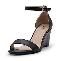 IDIFU Women's Classic Wedge Heels Sandals 3 Inch Ankle Strap Open Toe Evening Dress Wedding Shoes