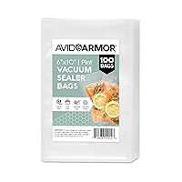 Avid Armor Vacuum Sealer Bags Pint Size, Vac Seal Bags for Food Storage, Meal Saver Freezer Vacuum Sealer Bags, Sous Vide Bags Vacuum Sealer, Non-BPA, 6 x 10 inches, Pack of 100