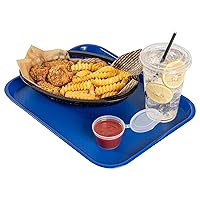 Restaurantware RW Base 10 x 14 Inch Fast Food Tray 1 Sturdy Cafeteria Lunch Tray - Lightweight No Slip Blue Plastic Serving Tray Rounded Corners for Restaurants Or Dinner Service