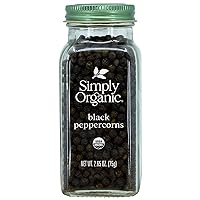 Simply Organic Whole Black Peppercorns, Certified Organic | 2.65 oz | Pack of 6 | Piper nigrum L.