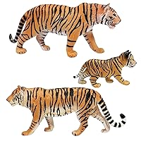 Gemini&Genius Tiger Figurine Toys, Safari Animal Action Figures, 3 Pcs Wildlife Animal Toys-3-6 Inches Length-Great for Kids Gift, Party Favors, Treasure Box Prizes, Goodie Bag Fillers or Cake Toppers