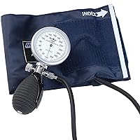 MABIS Caliber Series One Handed Manual Blood Pressure Cuff, Blood Pressure Sphygmomanometer, Adult Blood Pressure Cuff, Blue