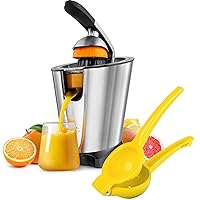 Zulay Powerful Electric Orange Juicer Squeezer - Stainless Steel Citrus Juicer Electric With Soft Touch Grip and Metal Lemon Squeezer - Handheld Lemon Juicer Squeezer