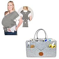 KeaBabies Baby Wraps Carrier and Baby Diaper Caddy Organizer - D-Lite Baby Wrap - Large Baby Organizer - Easy-Wearing - Diaper Organizer for Changing Table - Adjustable Baby Sling Carrier
