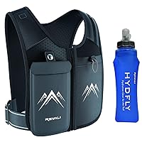 Running Vest, USA Original Patent, Zip Reflective Running Vests with 500ml Hydration Bottle, Adjustable Waistband & Breathable Material, Chest Pack Gear Phone Holder for Running, Men & Women