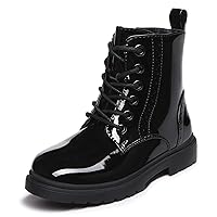 Athlefit Boys Girls Waterproof Combat Boots Lace Up Side Zipper Ankle Booties for Toddler/Little Kid/Big Kid