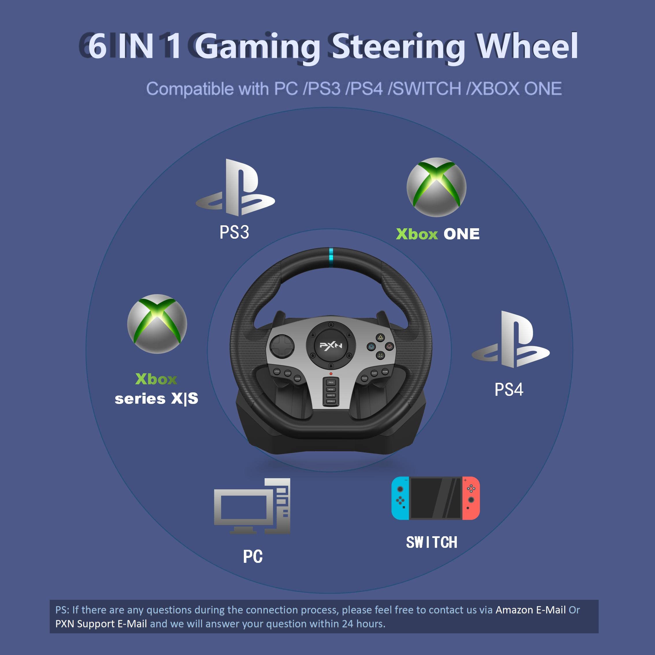 Rakuten kurukuru九州本社送料無料PXN Xbox Steering Wheel for PC V9 Gaming 270 900  Degree Racing with Pedals and Shifter PS4, PS3, One, Xb並行輸入