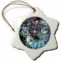 3dRose ORN_120339_1 Gasoline Motorcycle Engine Abstract Photography Collage Snowflake Ornament, Porcelain, 3-Inch