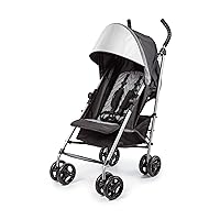 Summer Infant 3Dlite ST Convenience Stroller, Black & Gray - Lightweight Stroller with Steel Frame, Large Seat Area, Multi-Position Recline, Storage Basket - for Travel and More