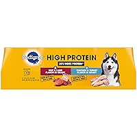 PEDIGREE High Protein Adult Canned Wet Dog Food Variety Pack, Chicken & Turkey Flavor in Gravy and Beef & Lamb Flavor in Gravy,13.2 Oz Cans (Pack of 12)