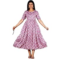 Premium Rayon Pink Colored Flared Gown/Frock Casual Dress