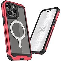 Ghostek Atomic Slim iPhone 15 Pro Max MagSafe Case, Compatible with Magnetic MagSafe Accessories, Aluminum Metal Frame, Hard Rugged Protection (6.7 Inch, Red)