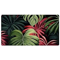 Green Palm Leaves Deluxe Kitchen Mats for Floor - Anti Fatigue, Large & Padded, Machine Washable & Waterproof, Quick Dry & Non-Slip Floor Comfort Mats with Retro Vintage Design