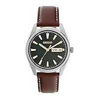Seiko Men's Quartz Watch Stainless Steel with Leather Strap