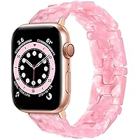 JR.DM Resin Stretchy Watch Band Women Compatible with Apple Watch Band 38mm 40mm 41mm Pink Fancy Beaded Bracelet Light Watch Strap Wristband for iWatch Series 9/8/7/6/5/4/3/2/1/SE/Ultra