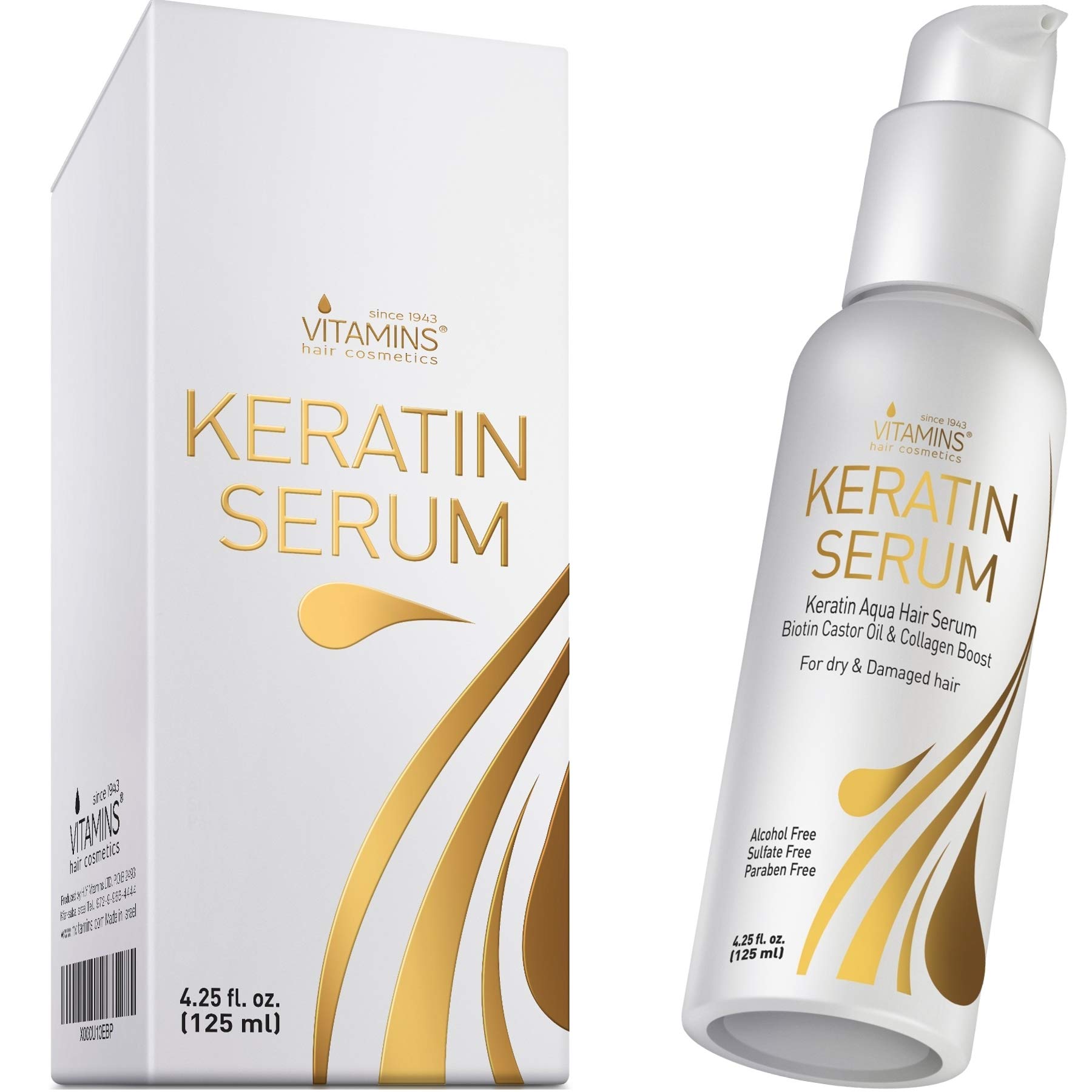 Mua Vitamins Keratin Protein Hair Serum - Biotin Anti Frizz Control Repair  Treatment with Castor Oil for Frizzy Dry Damaged Hair - Straight or Curly  Hair Products - Heat Protectant for Shine