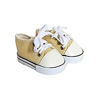 Canvas Sneakers Doll Shoes Fits 18 Inch Dolls and Kennedy and Friends Girl and Boy Dolls- 18 Inch Doll Shoes (Camping Khaki)